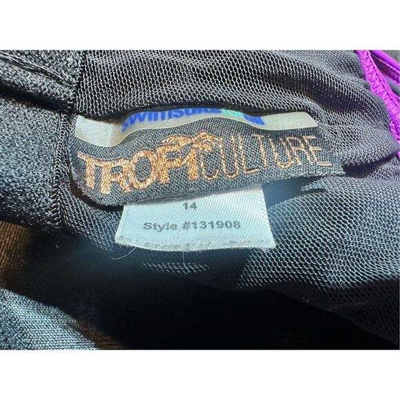 Tropic Culture size 14 black and purple one-piece swimsuit - Picture 6 of 6